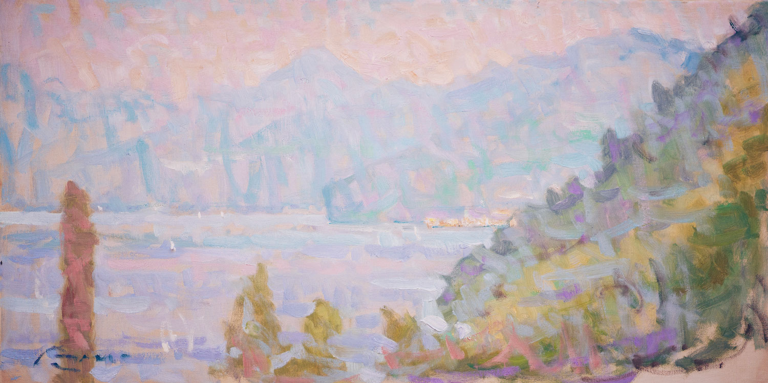 Oil painting of Lake Como, Italy, by Jerry Fresia